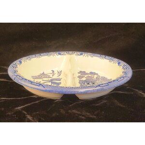 Vintage Churchill Blue Willow Divided Dish